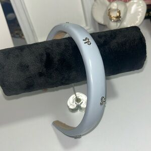 Powder Blue Headband Embellished w/ Silver Bows New